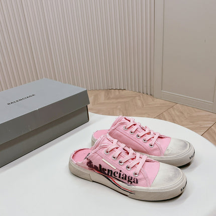 SNEAKER MULES IN PINK CANVAS GRAFFITI LOGO