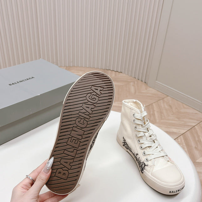 HIGH-TOP SNEAKERS GRAFFITI IN WHITE CANVAS