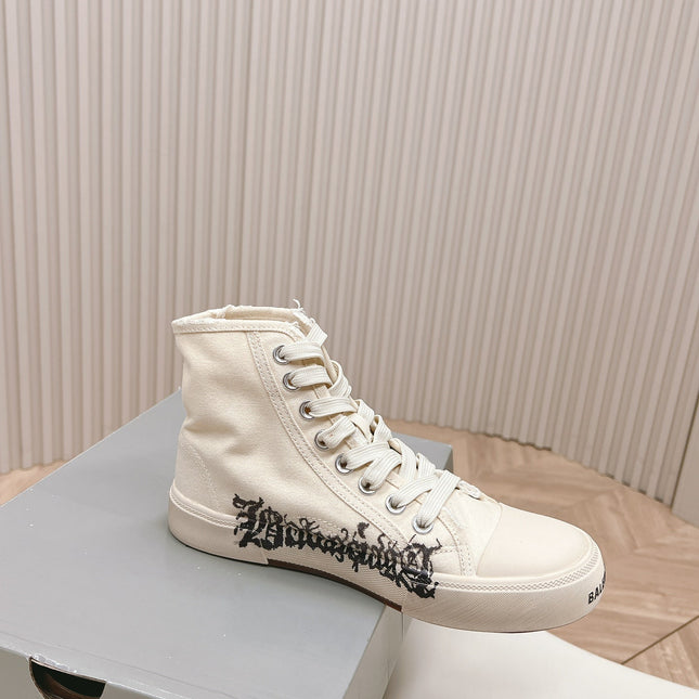 HIGH-TOP SNEAKERS GRAFFITI IN WHITE CANVAS