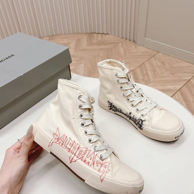 HIGH-TOP SNEAKERS GRAFFITI IN WHITE CANVAS