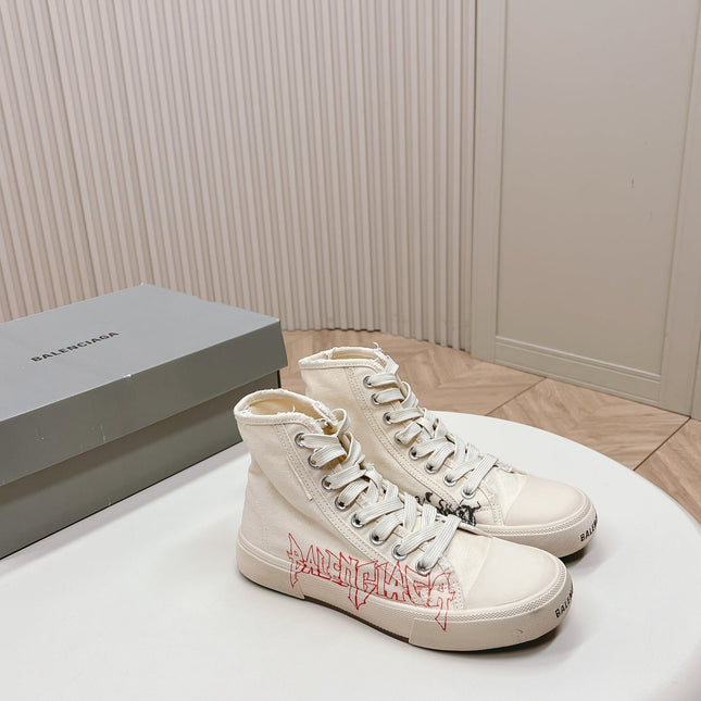 HIGH-TOP SNEAKERS GRAFFITI IN WHITE CANVAS