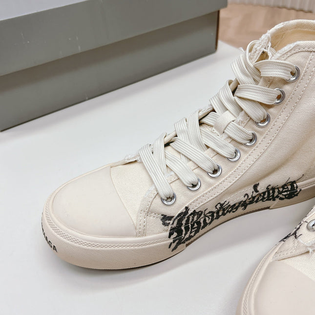 HIGH-TOP SNEAKERS GRAFFITI IN WHITE CANVAS