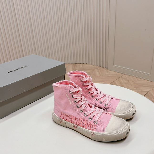 HIGH-TOP SNEAKERS GRAFFITI IN PINK CANVAS
