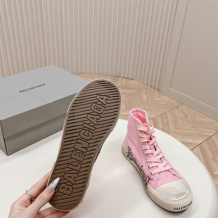 HIGH-TOP SNEAKERS GRAFFITI IN PINK CANVAS