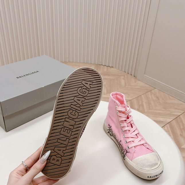 HIGH-TOP SNEAKERS GRAFFITI IN PINK CANVAS