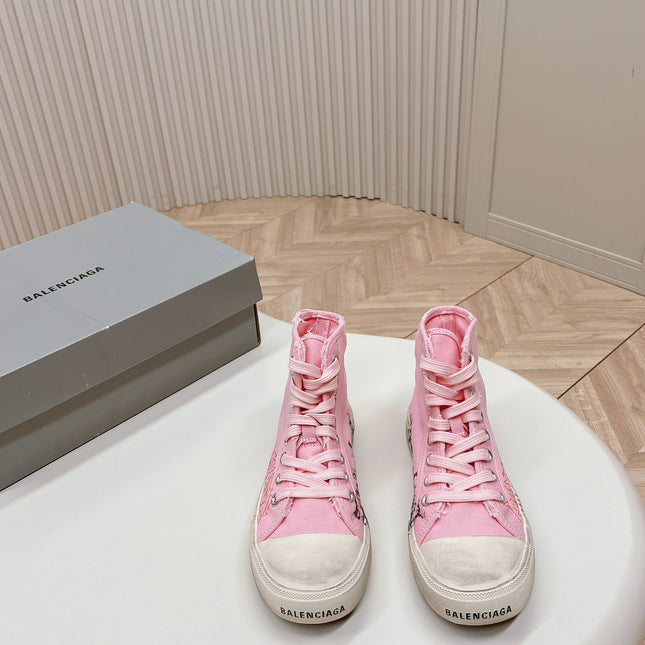 HIGH-TOP SNEAKERS GRAFFITI IN PINK CANVAS