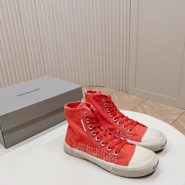 HIGH-TOP SNEAKERS GRAFFITI IN RED CANVAS
