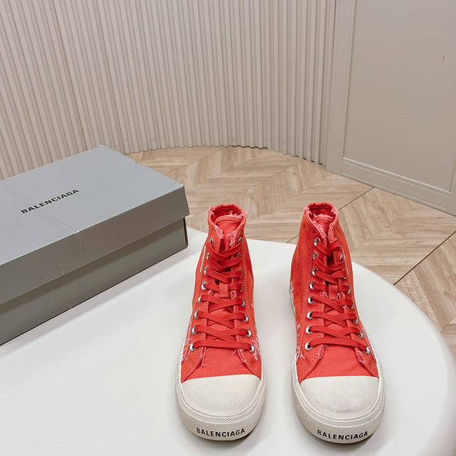 HIGH-TOP SNEAKERS GRAFFITI IN RED CANVAS