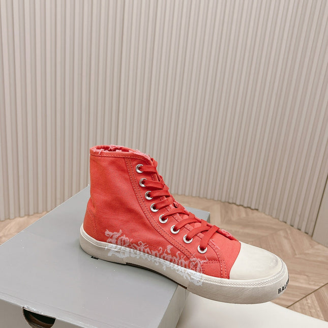 HIGH-TOP SNEAKERS GRAFFITI IN RED CANVAS
