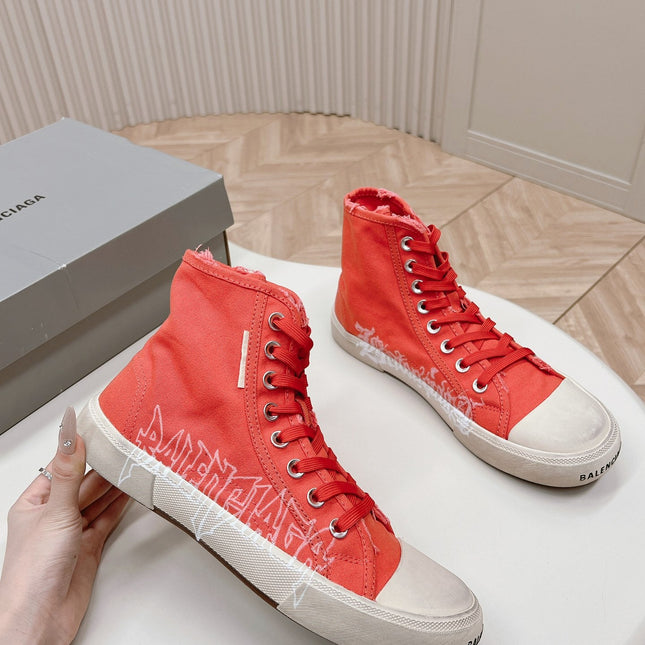 HIGH-TOP SNEAKERS GRAFFITI IN RED CANVAS