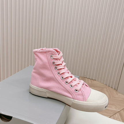 PINK CANVAS HIGH-TOP SNEAKERS LOGO GRAFFITI