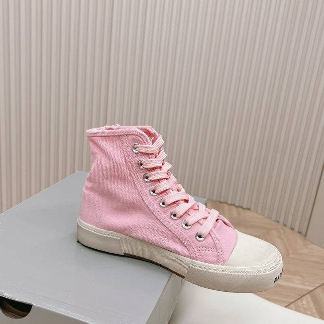 PINK CANVAS HIGH-TOP SNEAKERS LOGO GRAFFITI