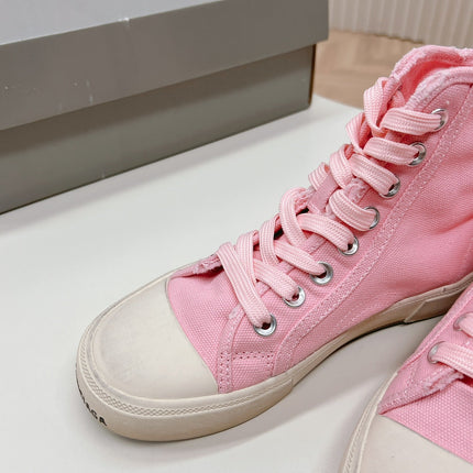 PINK CANVAS HIGH-TOP SNEAKERS LOGO GRAFFITI