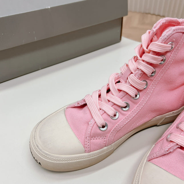 PINK CANVAS HIGH-TOP SNEAKERS LOGO GRAFFITI