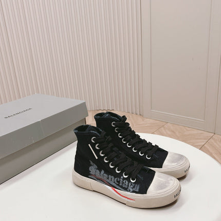 BLACK CANVAS HIGH-TOP SNEAKERS LOGO GRAFFITI