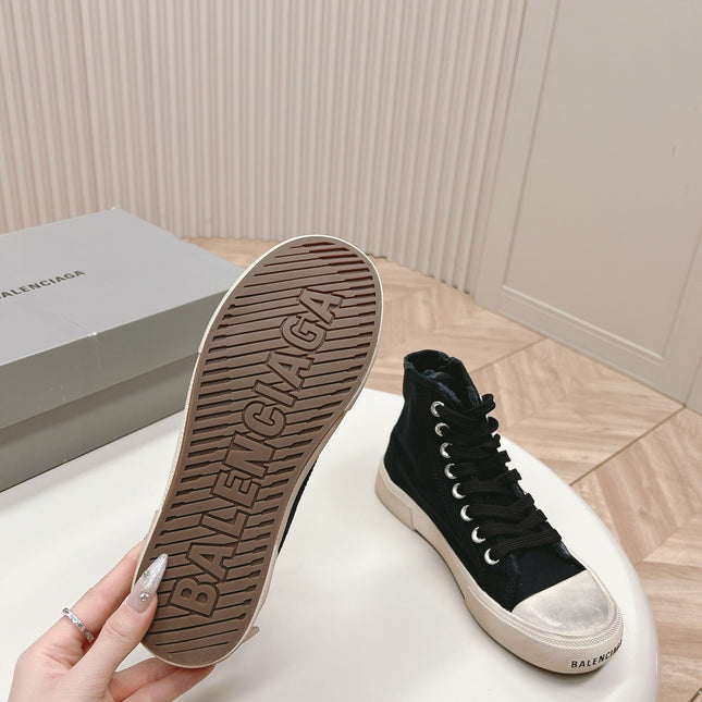 BLACK CANVAS HIGH-TOP SNEAKERS LOGO GRAFFITI