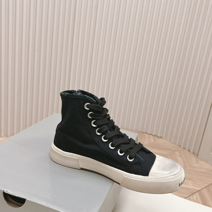 BLACK CANVAS HIGH-TOP SNEAKERS LOGO GRAFFITI