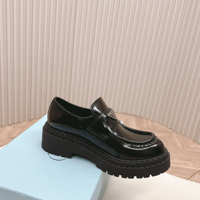 PRA BRUSHED MONOLITH LOAFERS GLOSSY BLACK CALFSKIN