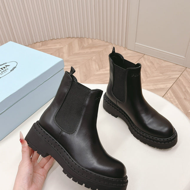 PRA BRUSHED BOOTIES BLACK CALFSKIN