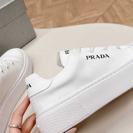 PRA LOGO OUTLET BASIC SNEAKERS WHITE CALFSKIN