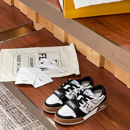 FENDI MATCH IN WHITE MIX BLACK AND BROWN CALFSKIN