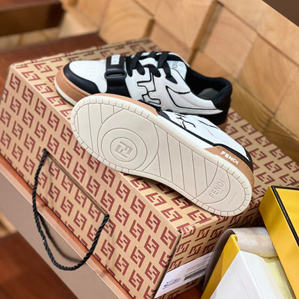 FENDI MATCH IN WHITE MIX BLACK AND BROWN CALFSKIN