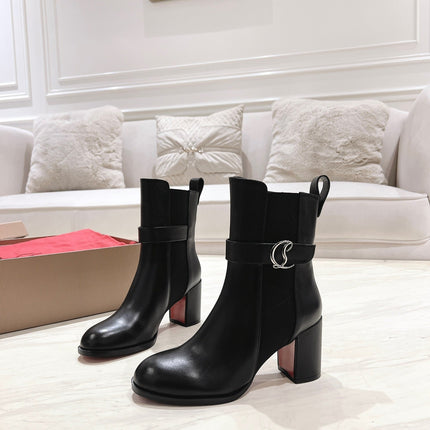 CL ANKLE BOOTS 70MM IN BLACK CALFSKIN