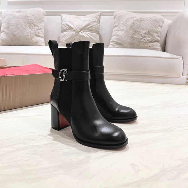 CL ANKLE BOOTS 70MM IN BLACK CALFSKIN