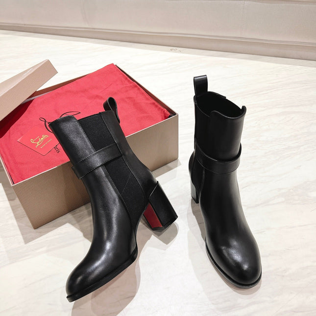CL ANKLE BOOTS 70MM IN BLACK CALFSKIN