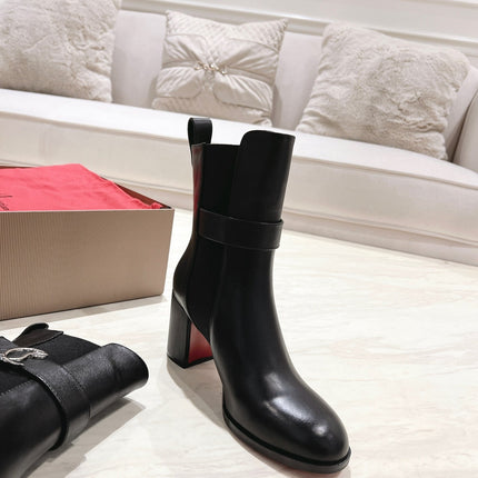 CL ANKLE BOOTS 70MM IN BLACK CALFSKIN