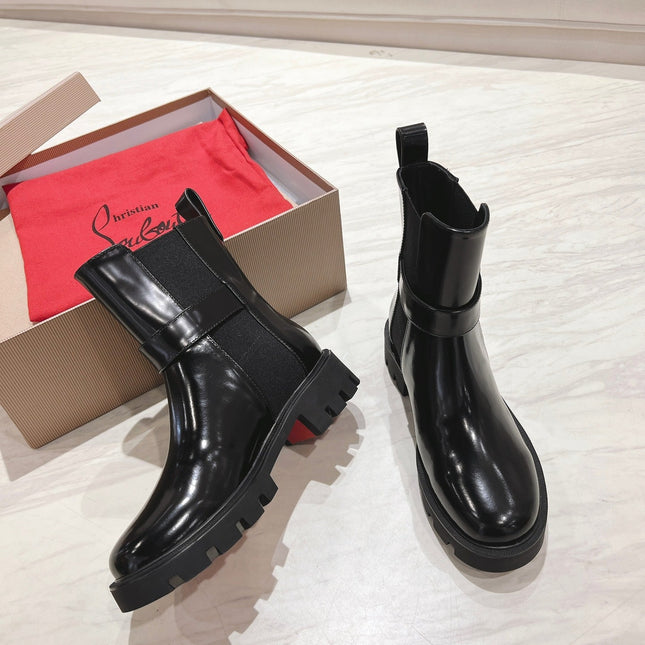 CHELSEA BOOT LUG 30MM IN BLACK GLOSSY CALFSKIN