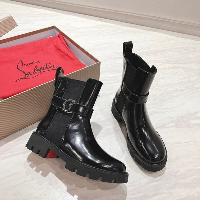 CHELSEA BOOT LUG 30MM IN BLACK GLOSSY CALFSKIN