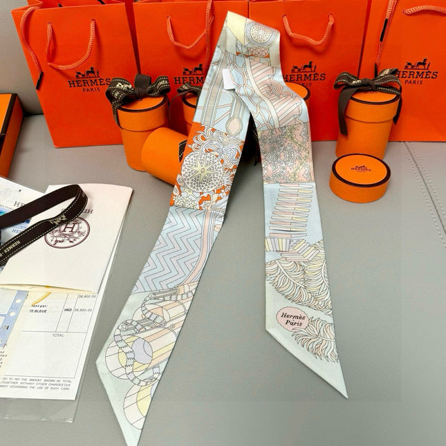 HERMES 25S SILK NECKERCHIEF 86 IN SILK 714349
