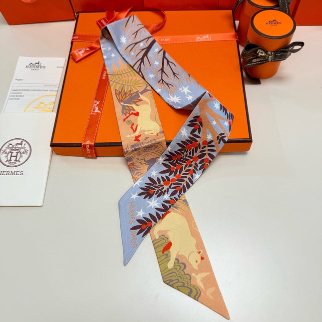 HERMES 25S SILK NECKERCHIEF 86 IN SILK 714350