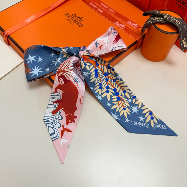 HERMES 25S SILK NECKERCHIEF 86 IN SILK 714351