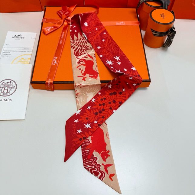 HERMES 25S SILK NECKERCHIEF 86 IN SILK 714352