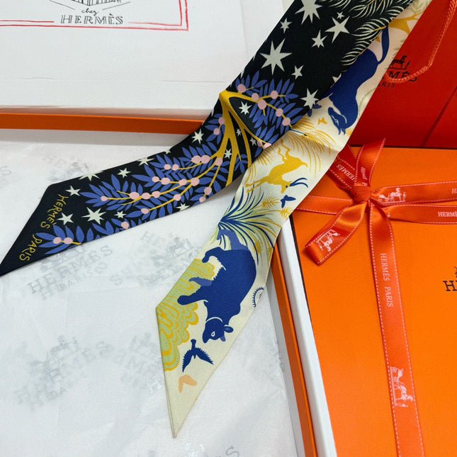 HERMES 25S SILK NECKERCHIEF 86 IN SILK 714354