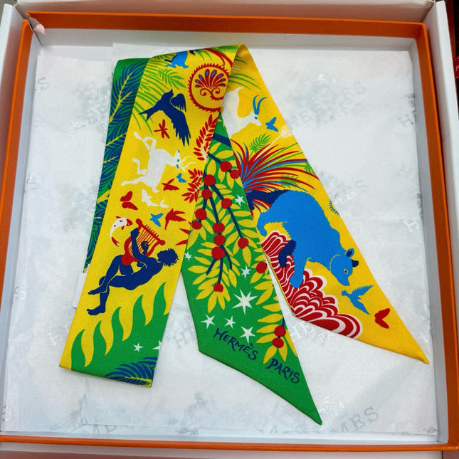 HERMES 25S SILK NECKERCHIEF 86 IN SILK 714355