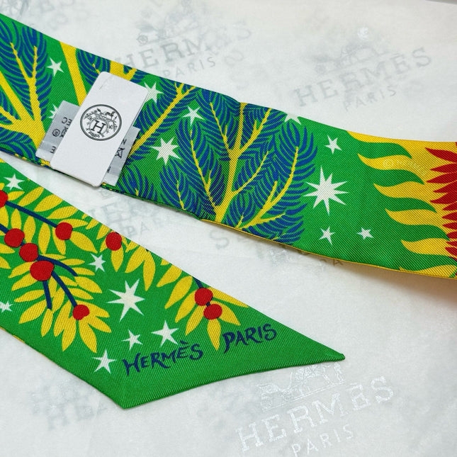 HERMES 25S SILK NECKERCHIEF 86 IN SILK 714355