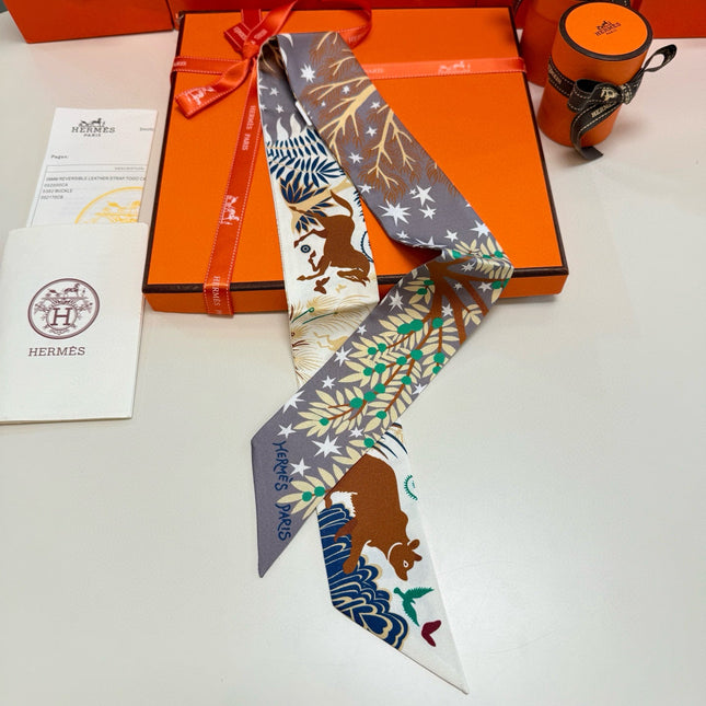 HERMES 25S SILK NECKERCHIEF 86 IN SILK 714356