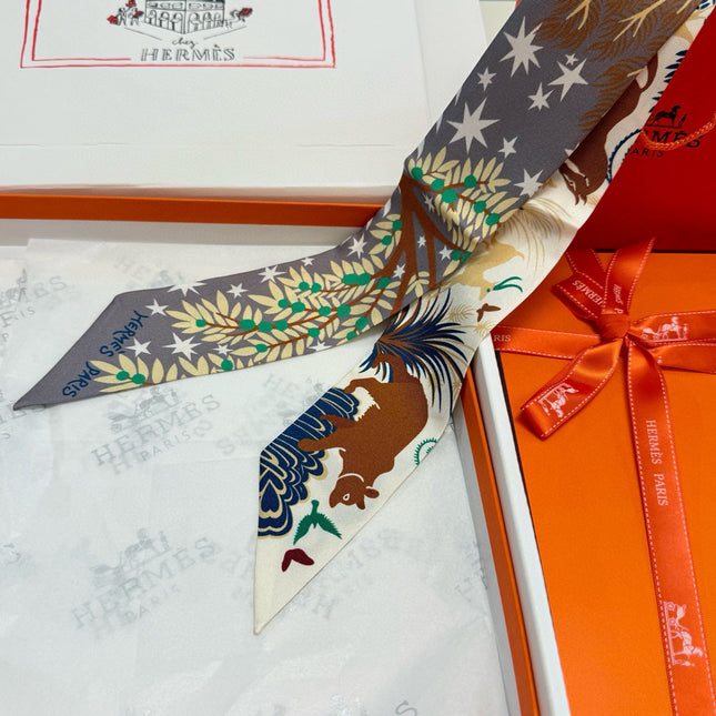 HERMES 25S SILK NECKERCHIEF 86 IN SILK 714356