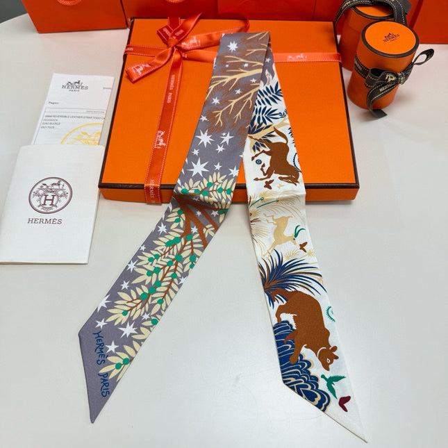 HERMES 25S SILK NECKERCHIEF 86 IN SILK 714356