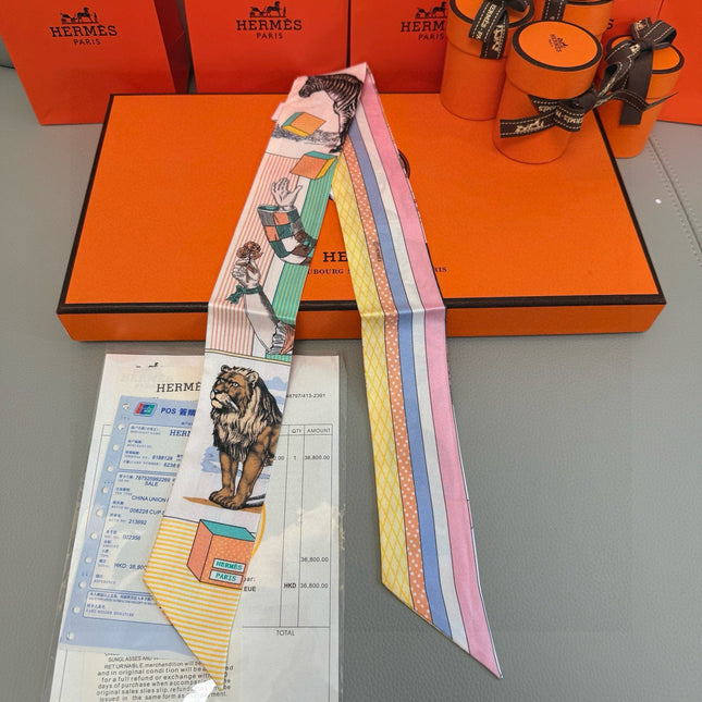 HERMES 25S SILK NECKERCHIEF 86 IN SILK 714363