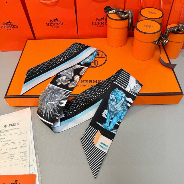 HERMES 25S SILK NECKERCHIEF 86 IN SILK 714361