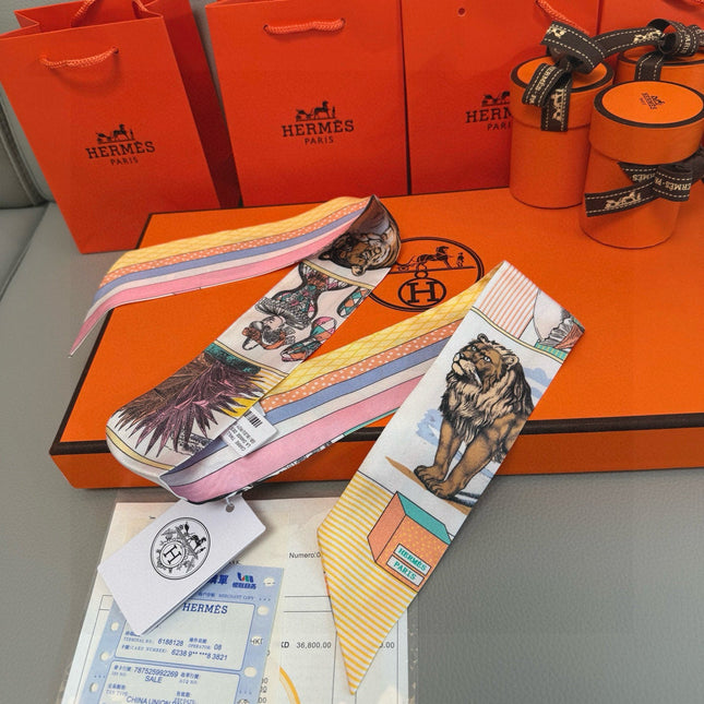 HERMES 25S SILK NECKERCHIEF 86 IN SILK 714363