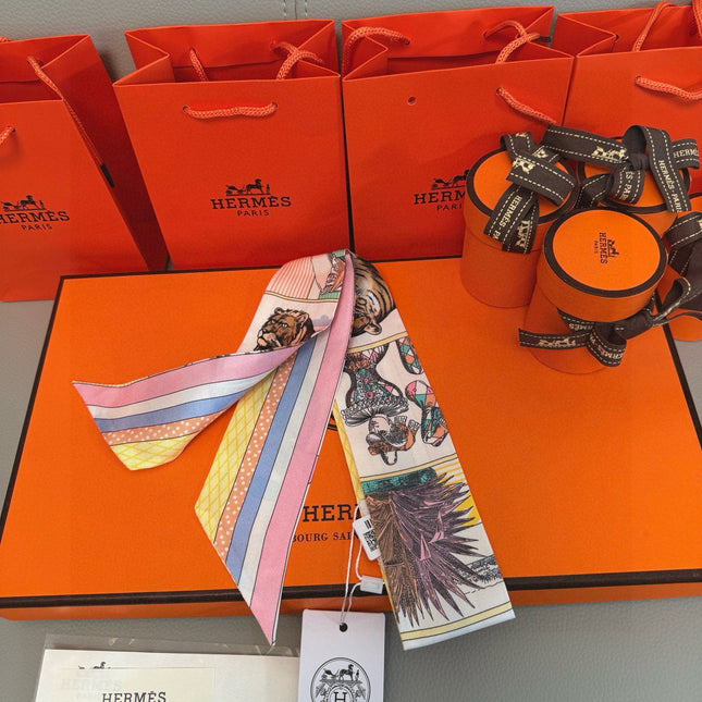 HERMES 25S SILK NECKERCHIEF 86 IN SILK 714363