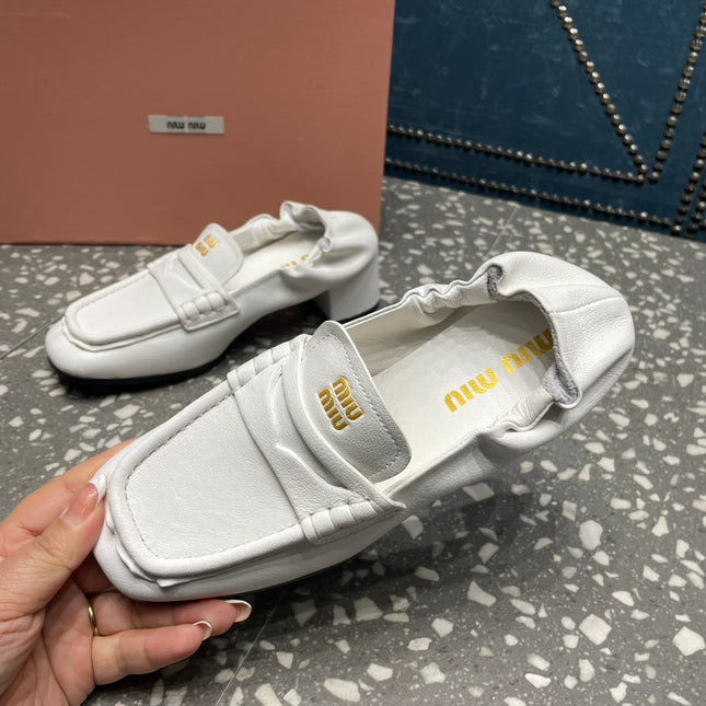 HIGH BROGUE LOAFERS IN WHITE LAMBSKIN