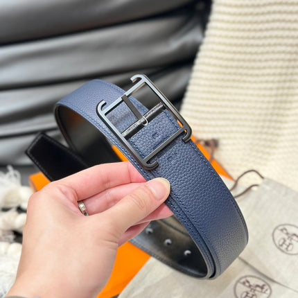 HM HADRIEN 38MM REVERSIBLE BELT NAVY BLUE AND BLACK LEATHER BLACK BUCKLE