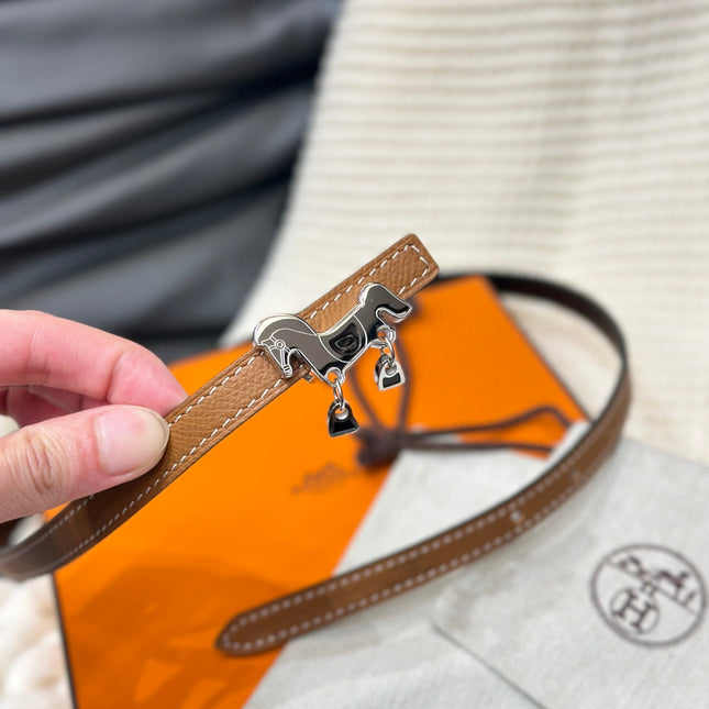 HM ROULIS SILVER BUCKLE & REVERSIBLE TAN BROWN LEATHER STRAP 13MM