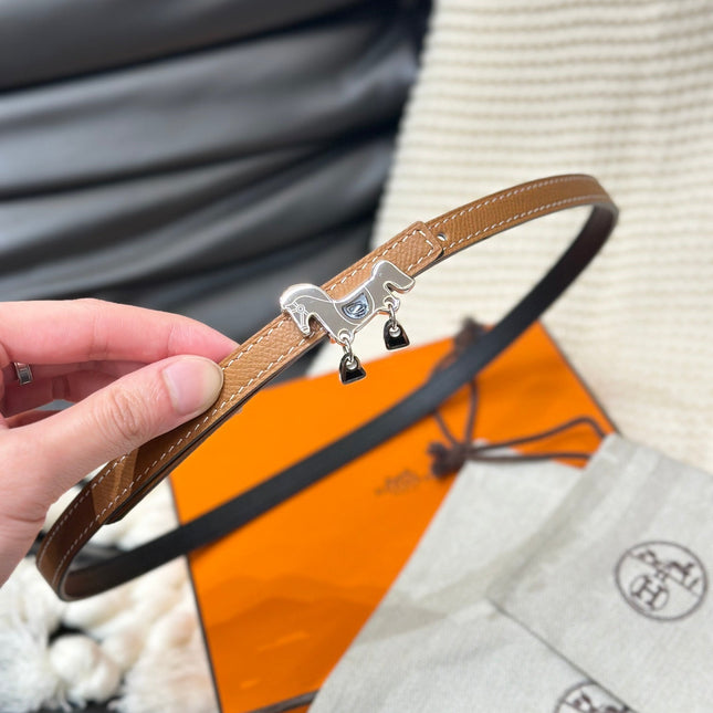 HM ROULIS SILVER BUCKLE & REVERSIBLE TAN BROWN LEATHER STRAP 13MM